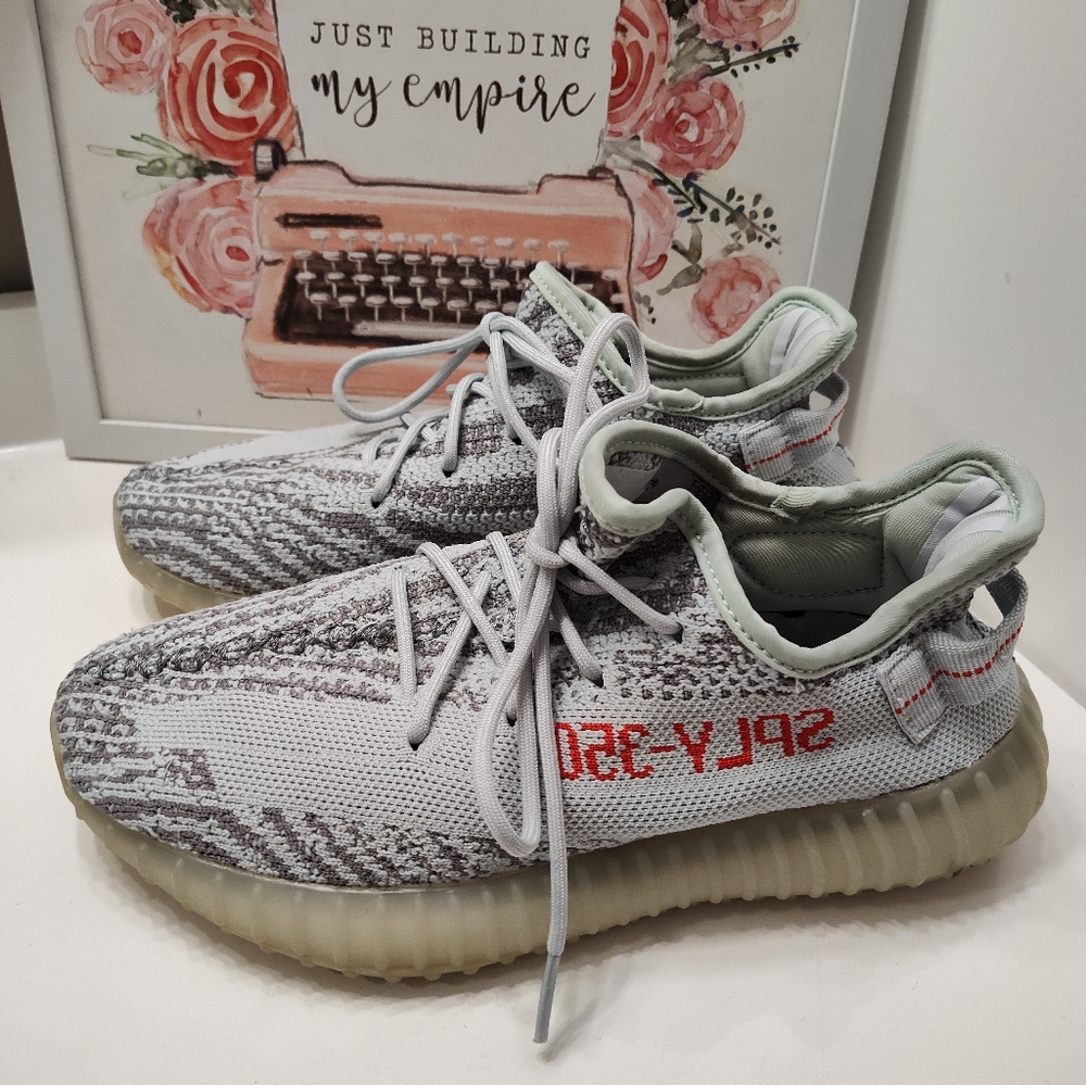 🤩Vintage Adidas Yeezy Boost 350 V2 Aqua Blue ART B37571 Unisex Low Top Lace Up
